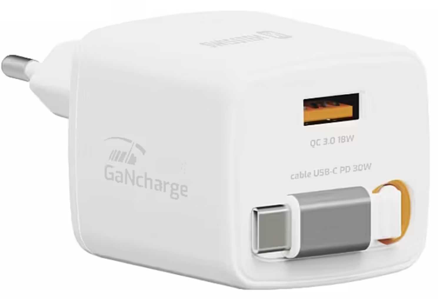 Swissten SlideCHARGE GaN 30W USB-A 18W White