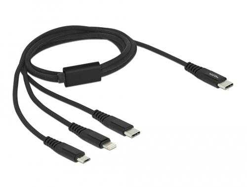 Delock 80038 USB-C to USB-C / Micro-USB / Lightning 1m Black