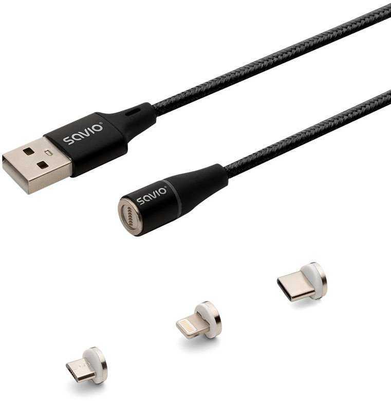 Savio CL-152 USB-A/USB-C + microUSB + Lightning 1m Black