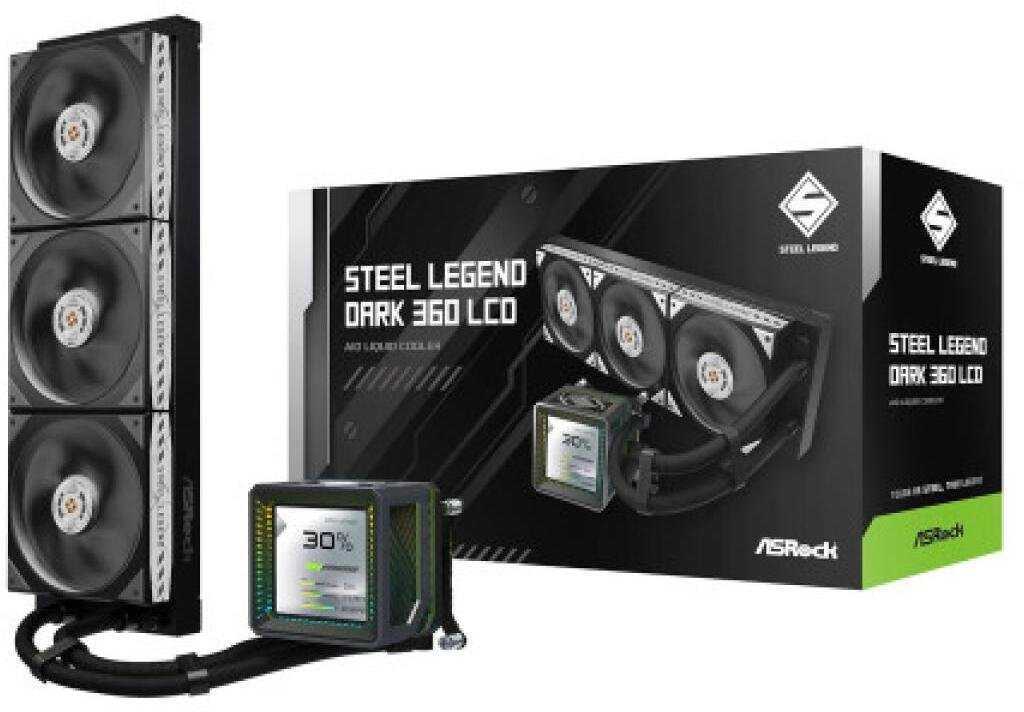 ASROCK Steel Legend Dark 360 LCD Liquid Cooler Black