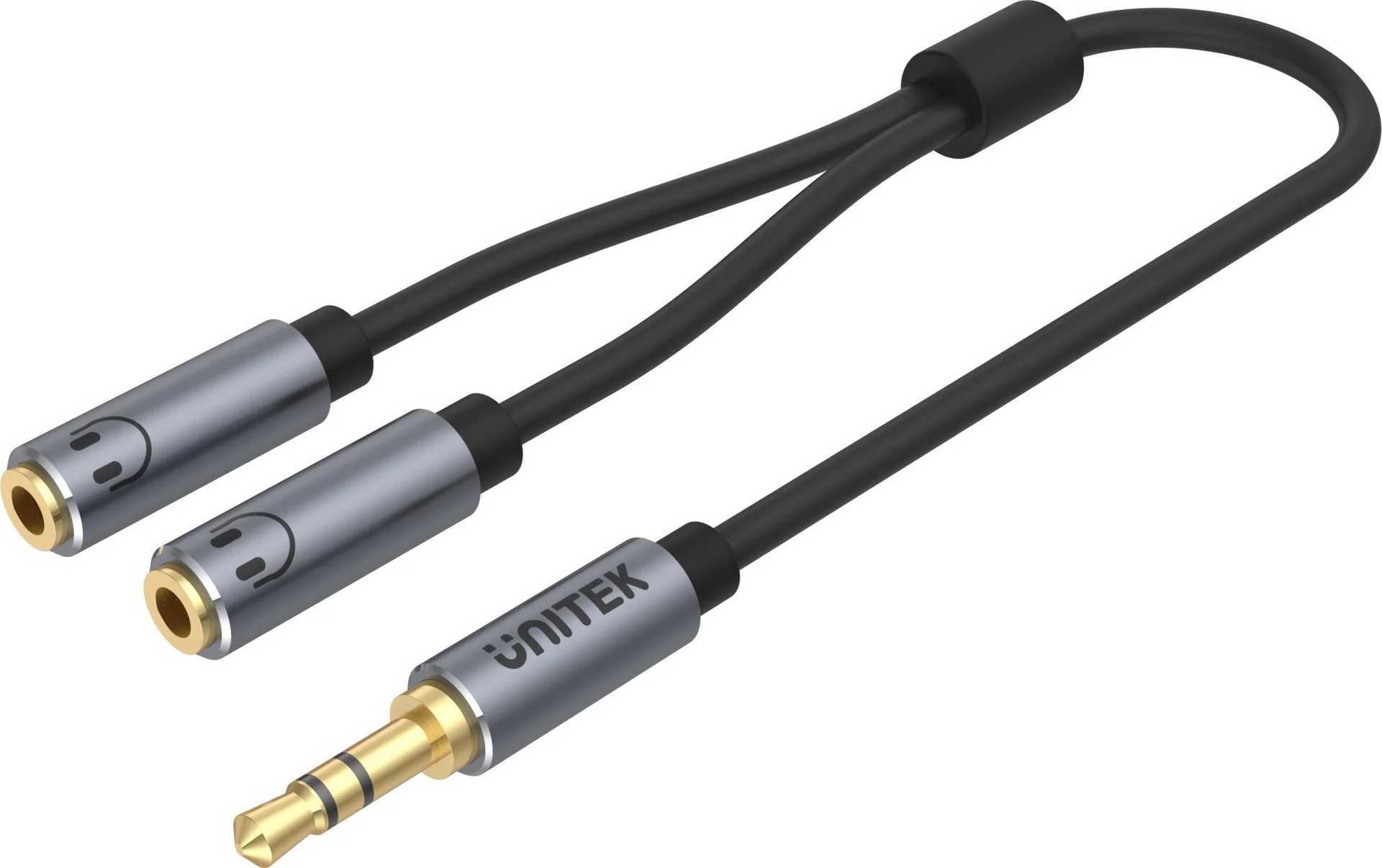 Unitek miniJack 2x socket 0.2m