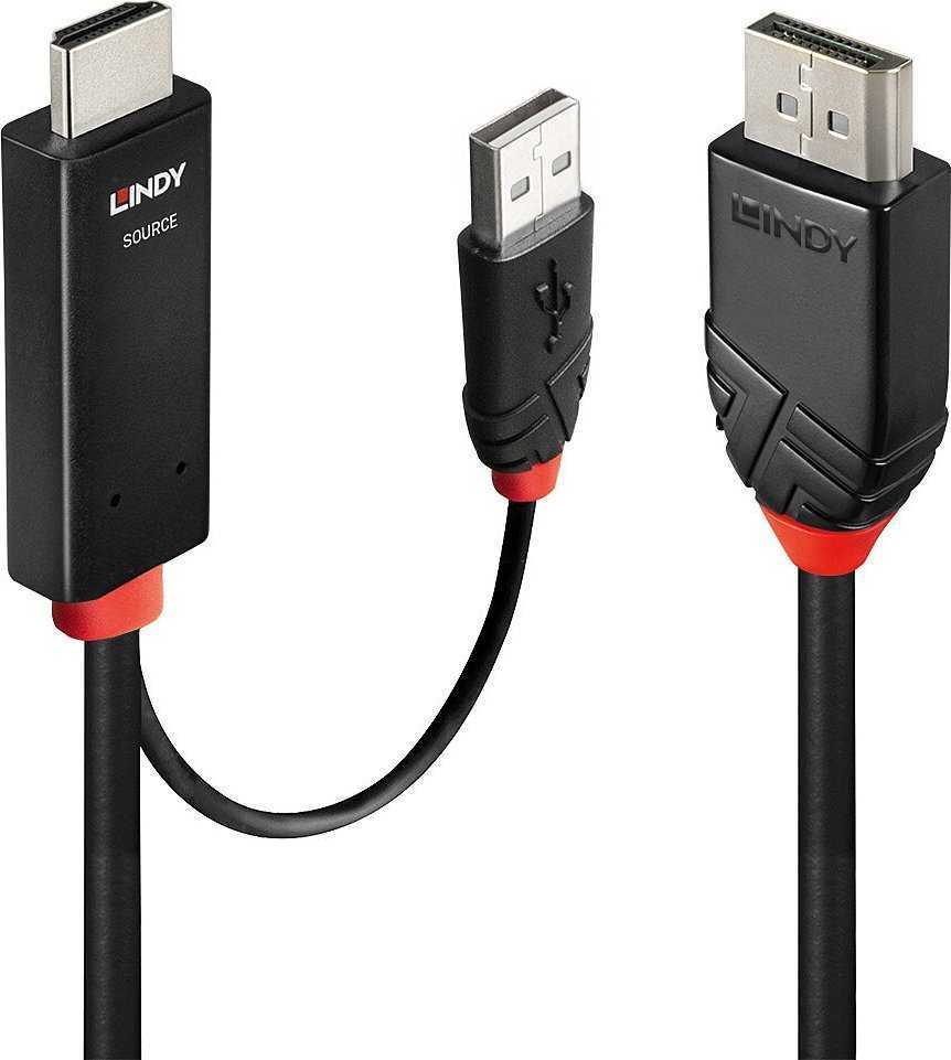 Lindy adapter cable HDMI AND gt; DisplayPort (black/red, 3 meters)