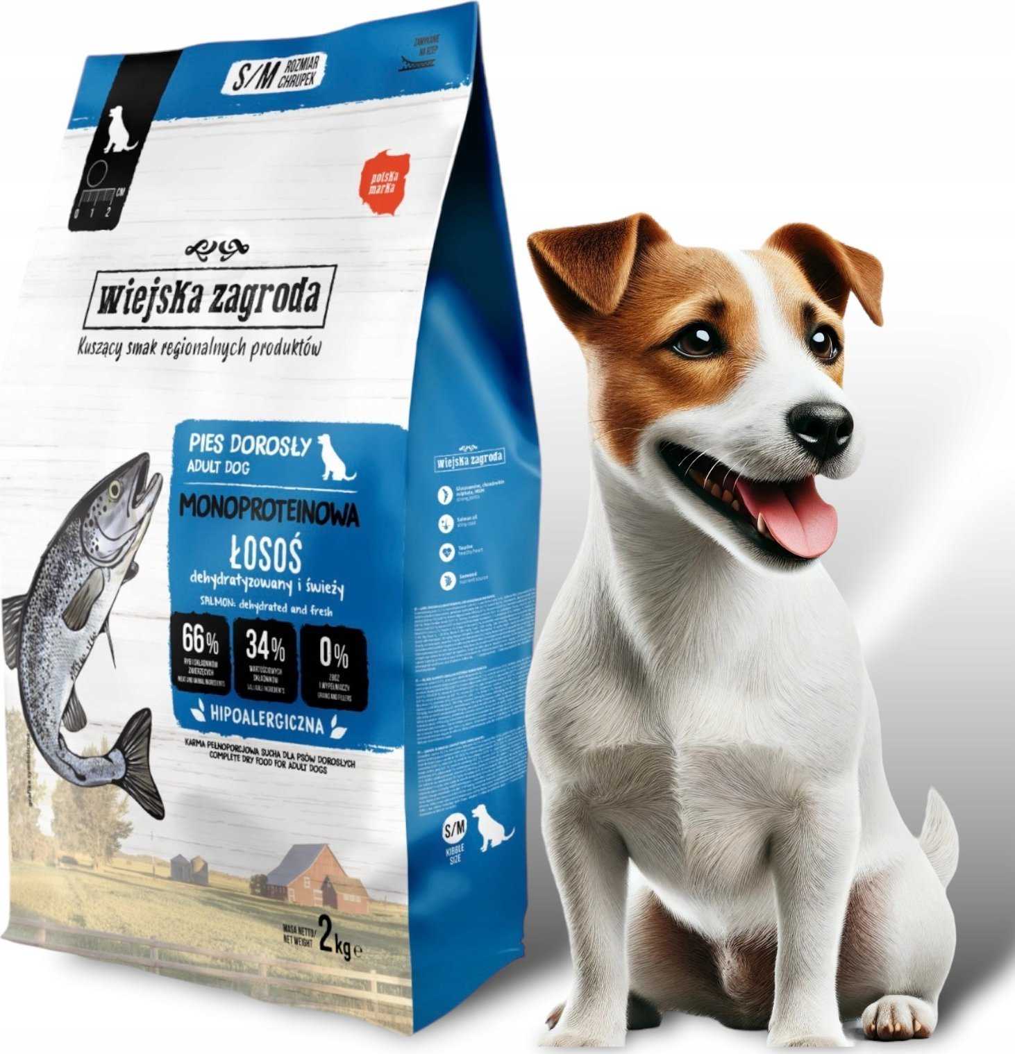 wiejska zagroda Monoprotein Salmon - dry dog food - 2kg