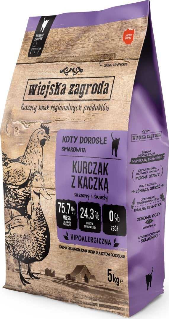 wiejska zagroda Chicken and Duck - dry cat food - 5 kg