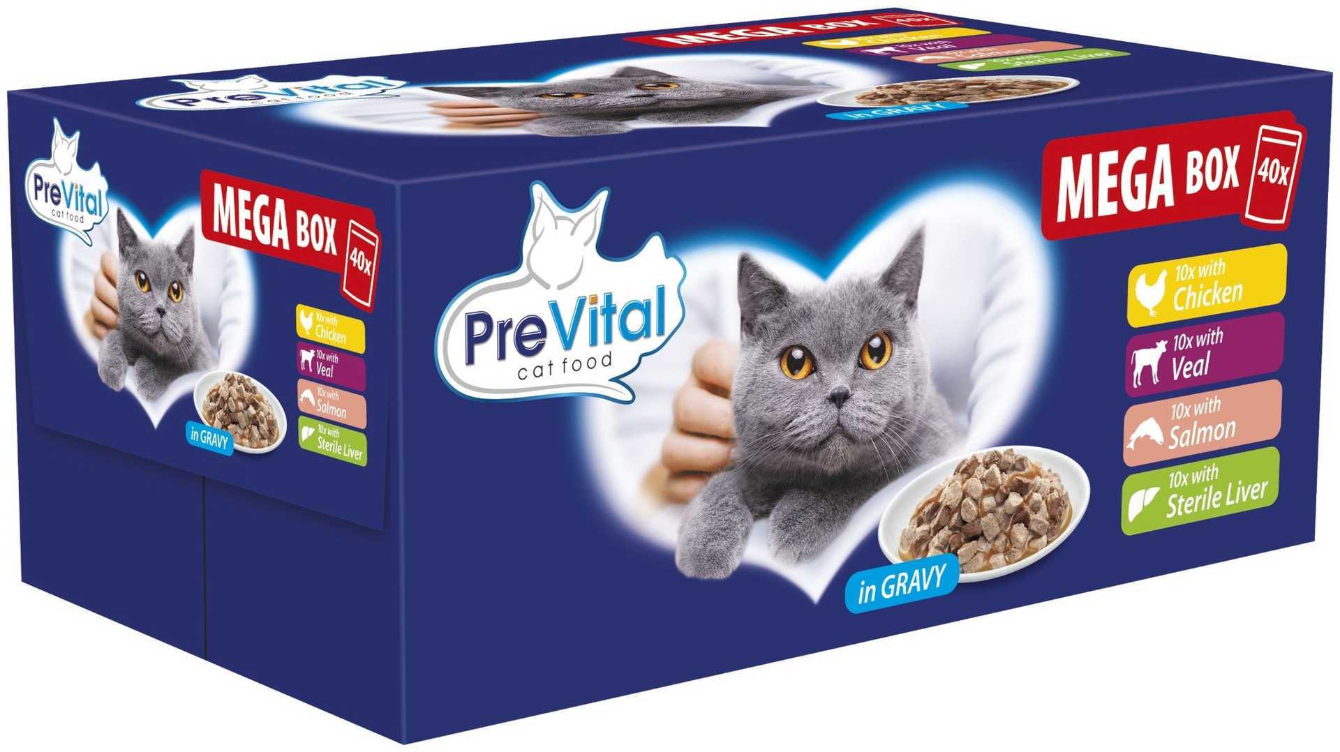 PREVITAL Mega Box Veal, salmon, liver, chicken - wet cat food