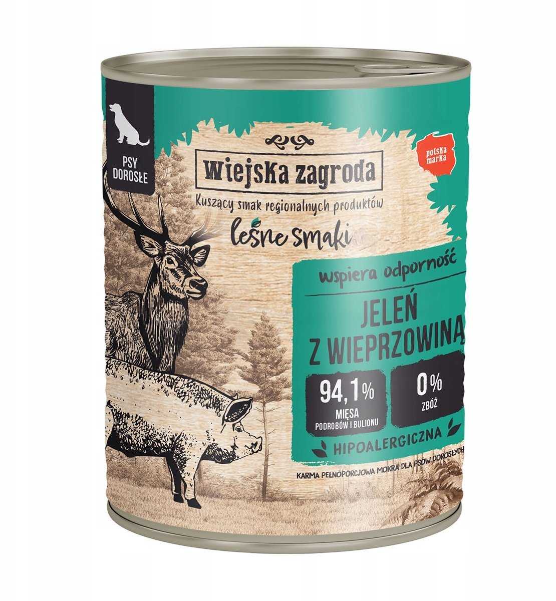 wiejska zagroda Wet dog food Leśne smaki Venison with boar