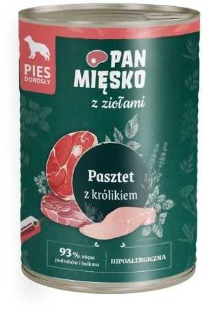 PAN MIĘSKO with Herbs Rabbit Pate - wet dog food - 400g