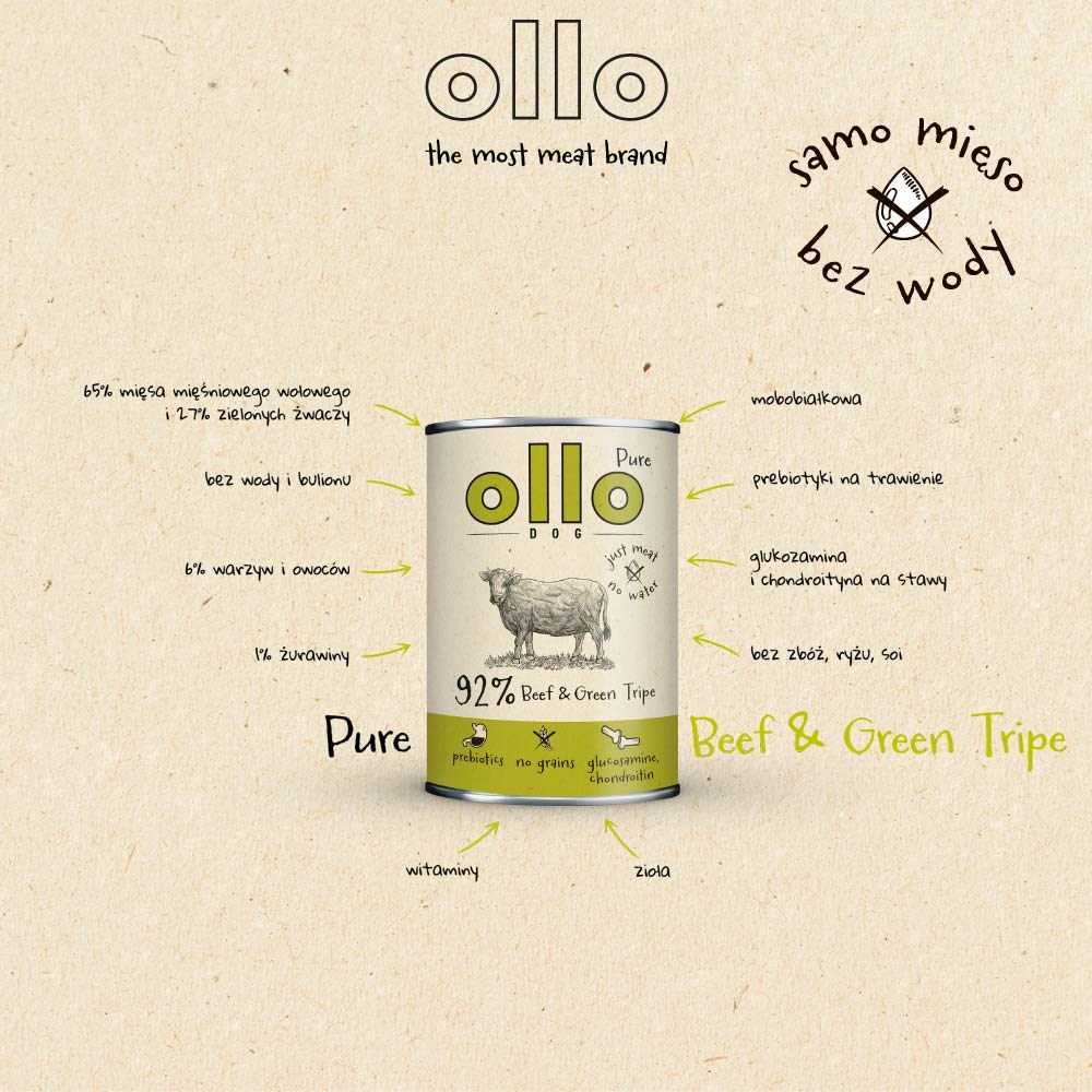 OLLO Pure Beef and Green tripe - wet dog food - 400g