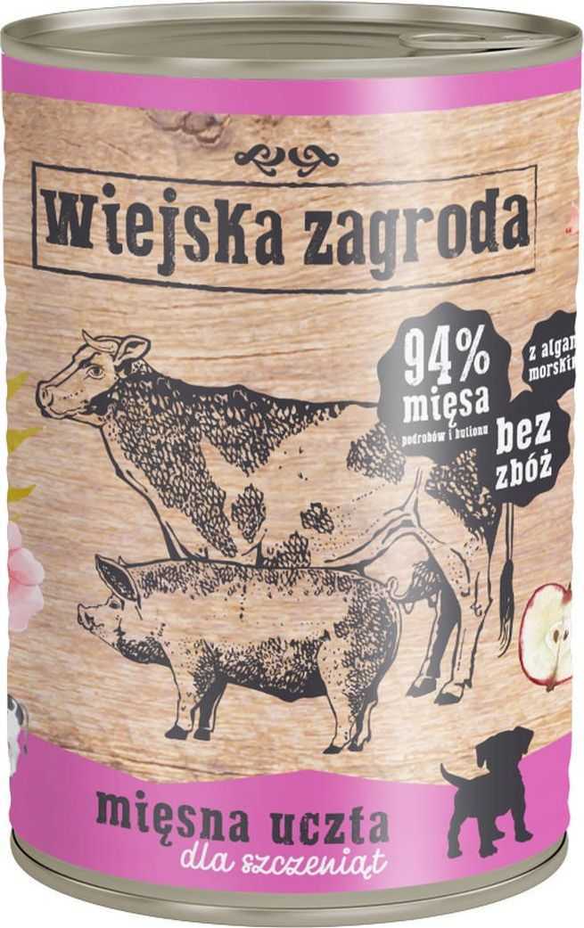 wiejska zagroda Wet dog food Meat feast (puppy)
