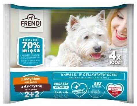 Frendi turkey, wild boar pouches for dog 4x100g
