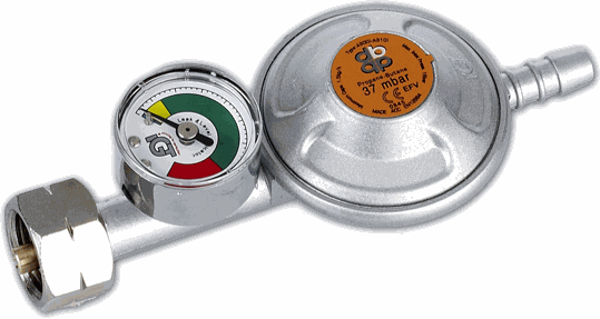 BRADAS Gas Pressure Regulator 37mbar 1.5kg/h gauge for 9-10mm hose (RG A310IE)