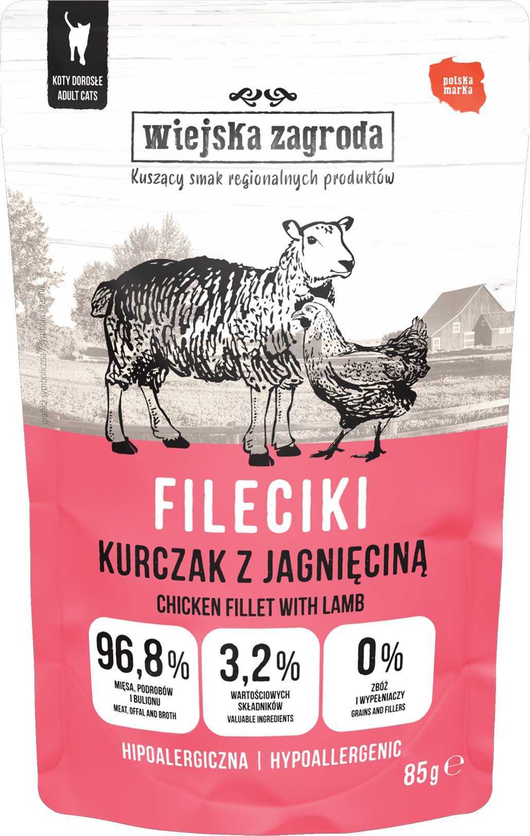 wiejska zagroda Chicken Fillets with Lamb – wet food for cats