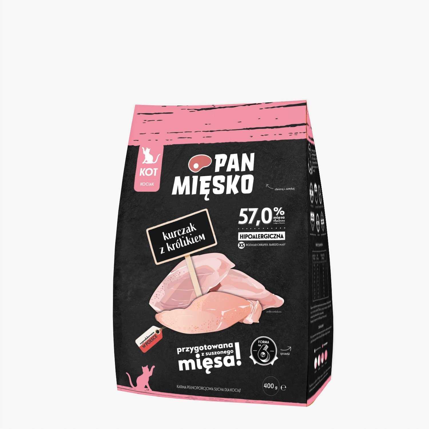 PAN MIĘSKO Chicken with rabbit dry cat food crunchy X