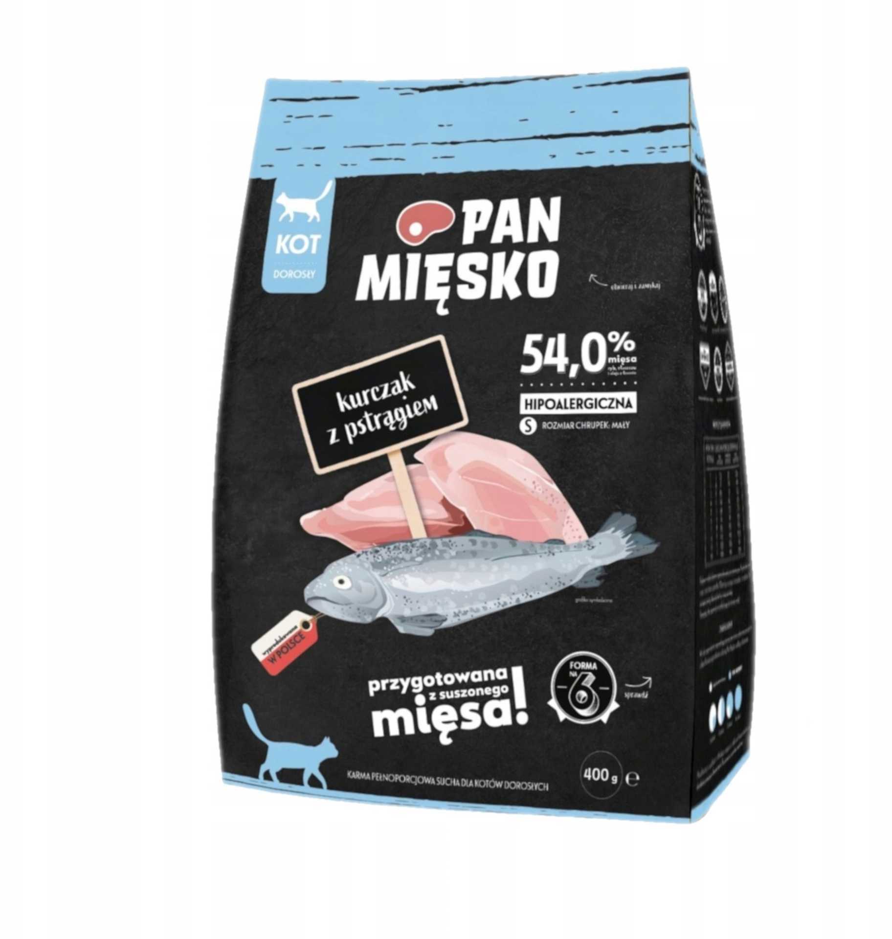 PAN MIĘSKO Chicken with trout dry cat food kibble S
