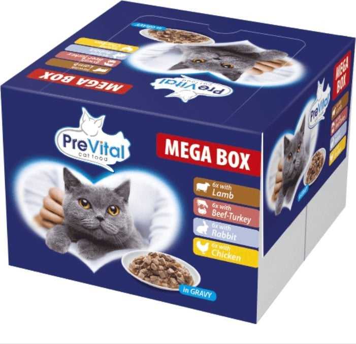 PREVITAL Cat Food Megabox with Lamb, Beef, Rabbit, and Chicken