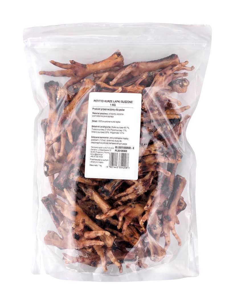 PETITTO Dried chicken feet - dog treat - 1kg