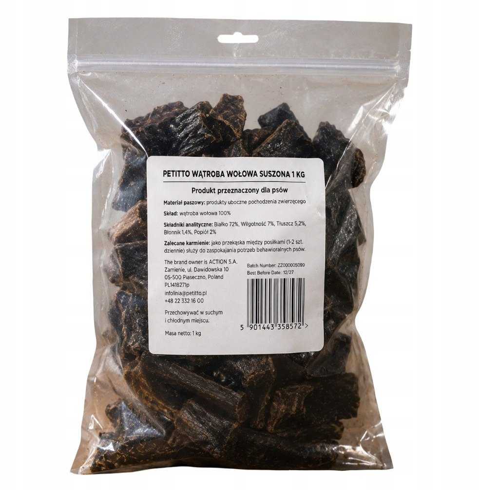 PETITTO Dried beef liver Mono - dog treat - 1kg