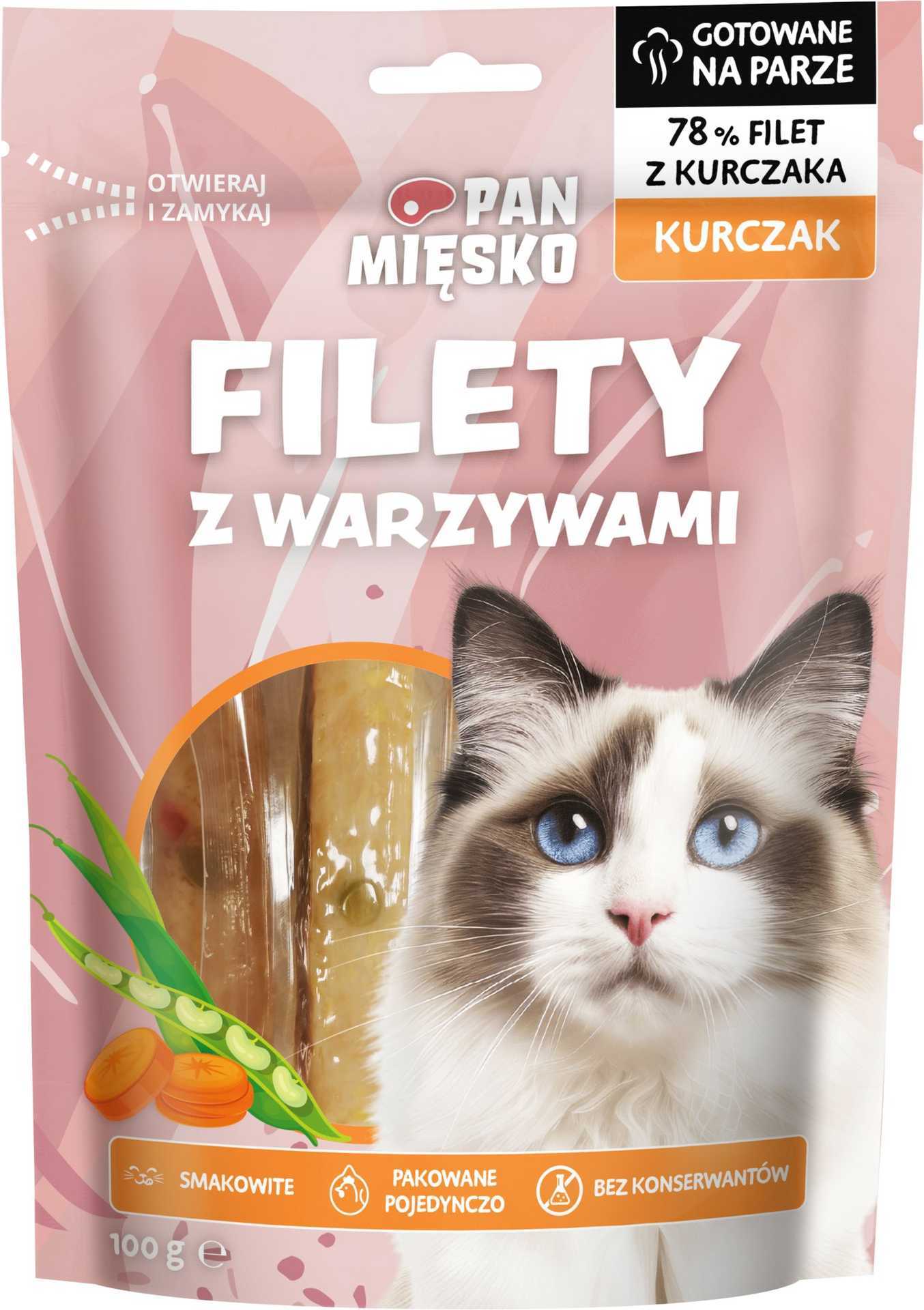 PAN MIĘSKO Chicken Fillets with vegetables - cat treats - 100